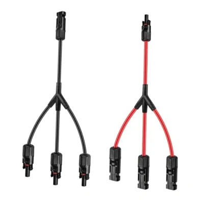 Abbildung von Intckwan Solarpanel Y Stecker(1 zu 3), Ip67, F/M/M/M und M/F/F/F, Kabel Anschlüsse Verteiler, Kompatibel mit 2,5mm2 6mm2 Photovoltaik Steckverbinder(1 Rot +1 Schwarz)