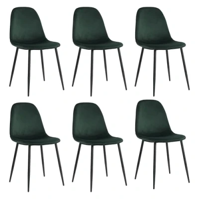 Abbildung von Mevsim Store Esszimmerstühle 6er Set Grün 100% Samt Luxuriöse Samtbezug Elegantes Design Komfortabler Wohnzimmersessel Edelstahl Küchenstuhl