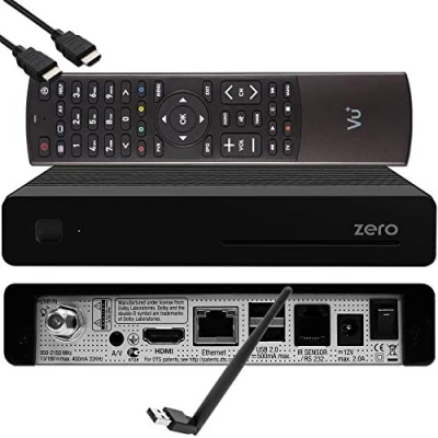 Abbildung von VU+ Zero HW Version 2 1x DVB S2 Full HD Sat Tuner E2 Linux Receiver, YouTube, Satellit Receiver mit Aufnahmefunktion, Kartenleser, Media Player, EasyMouse HDMI Kabel &amp; 150 Mbits WiFi Stick, schwarz