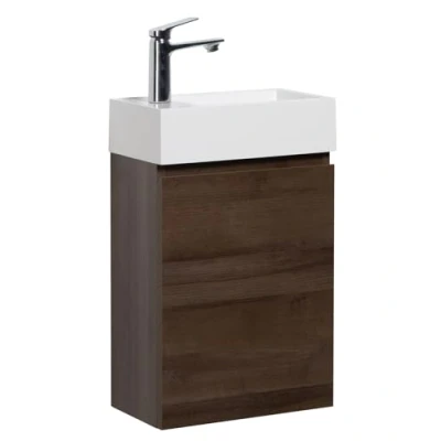 Abbildung von WC Badmöbel Angela 40x22 cm Braun Eiche Schrank Waschbecken Badezimmer Toilette