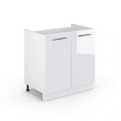 Abbildung von Vicco Spülenunterschrank Fame Line, Weiß Hochglanz/Weiß, 80 cm ohne Arbeitsplatte