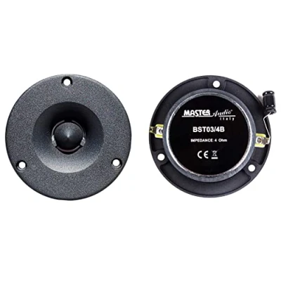 Abbildung von 2 HOCHTÖNER Master Audio BST03/4B schwarz 175 watt rms 350 max 9,7 cm Durchmesser und 105 db 4 ohm autotürtüren mit 3,8 Tiefe, pro Paar