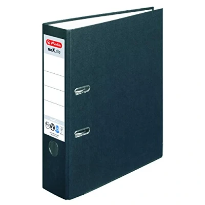 Abbildung von Herlitz Ordner maX.file nature plus, Spezialpapierbezug, Kantenschutz, standfest, A4 8 cm, schwarz
