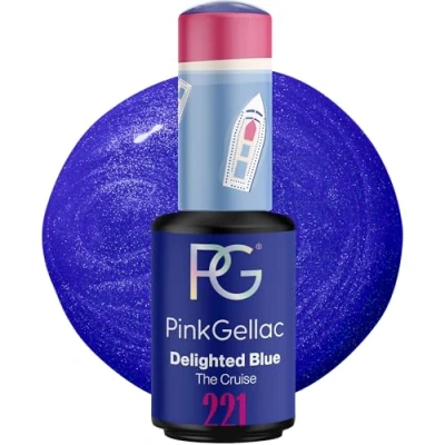 Abbildung von Pink Gellac UV Nagellack 221 Delighted Blue 8 ml Shellac Blau Einfache Anwendung Gel Nail Polish für 14 Tage Salonqualität Made in Holland
