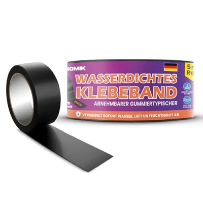 Abbildung von HOMIK 3Stk Je 5CM x 5M Extrem Starkes Wasserdichtes Klebeband Außen &amp; Innen Dichtungsband Wasserdicht UV Beständig Duct Tape Selbstverschweißendes Schwarz