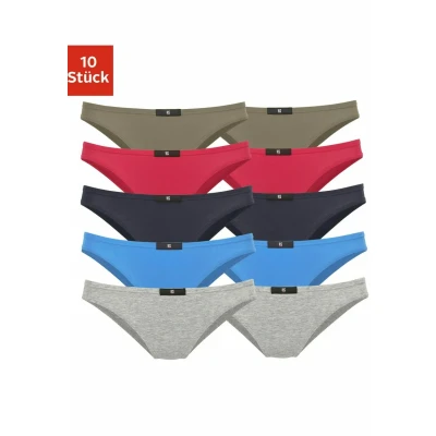 Abbildung von H.I.S 10 PACK Slip, Damen, Größe: 40, Rot marine blau khaki grau meliert