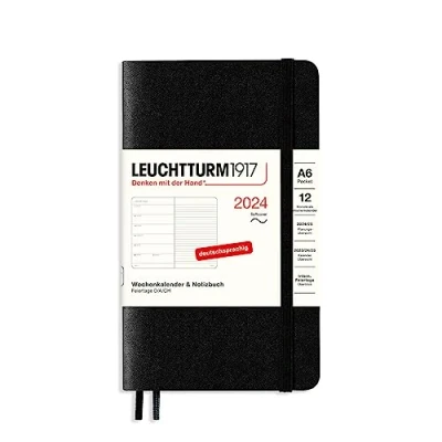 Abbildung von LEUCHTTURM1917 367803 Wochenkalender &amp; Notizbuch Pocket (A6) 2024, Softcover, Schwarz, Deutsch, 12 Monate