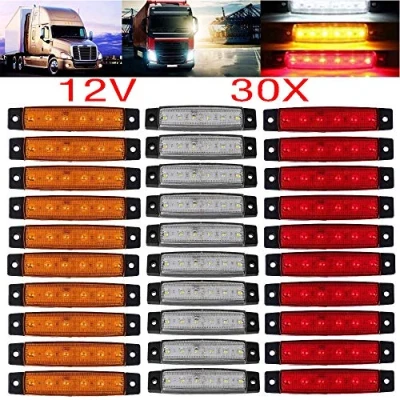 Abbildung von KYYET LED Seitenmarkierungsleuchten 6 Umrissleuchten für LKW, Anhänger, Wohnmobil, Pickup, Traktor, SUV, Boot, 12 V DC, stoßfest (10 Stück rot + 10 weiß gelb)