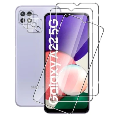 Abbildung von FWKDWHPH [3+2 Stück Temperglas Schutzfolie für Samsung Galaxy A22 5G Panzerglas und Kamera Schutzfolie,9H Härte,kratzfest,blasenfrei,HD Displayschutz