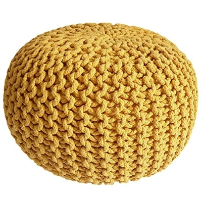 Abbildung von Pouf Ø 45 cm Sitzpouf Sitzpuff Grobstrick Optik Strick Bodenkissen Höhe 30 Sonnengelb Strickhocker