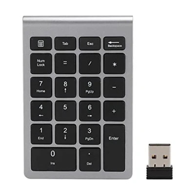 Abbildung von ASHATA Zehnertastatur, 22 Tasten Zehnertastatur USB 2.4G Kabellose Ergonomietastatur mit Empfänger, Unterstützung für Android, und OS Systeme.(Eisen grau)