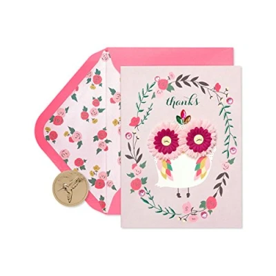 Abbildung von Papyrus Floral Thank You Cards, Lovely Owl (8 Count)