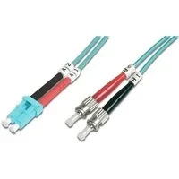 Abbildung von DIGITUS DK 2531 02/3 Glasfaserkabel OM3 2 m LC zu ST Duplex LWL Kabel 1/10/40/100 Gbit/s MM Multimode Glasfaser LAN Fasertyp: 50/125 µ Türkis (Aqua)