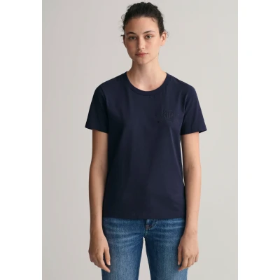 Abbildung von GANT Tonal Shield Tshirt basic, Damen, Größe: XS, Evening blue