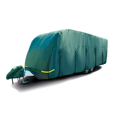 Abbildung von Maypole Wohnwagen Schutzhülle extra breit L 620 cm bis 680 x B 260 cm, 4 lagig atmungsaktiv, wasserabweisend, grün