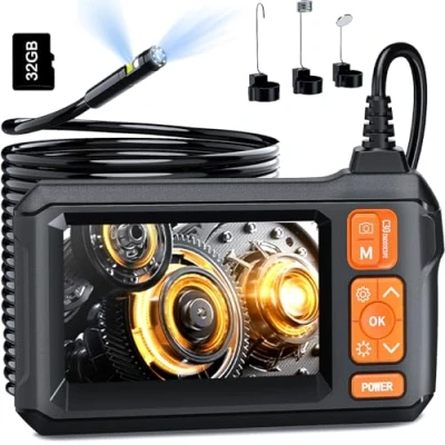 Abbildung von Dual Lens Endoskopkamera Mit Licht, Ip67 Wasserdichtes Endoskopkamera, 1080 HD Inspektionskamera, Endoskop Rohrreiniger, Handy, 16.5ft Rohrreinigungsspiraler, Gadgets Für Männer(4.3&quot;)