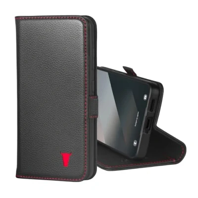 Abbildung von TORRO Hülle kompatibel mit Samsung Galaxy S25 5G 2025 Premium Leder Standfunktion und Kartenfächern (Schwarz)