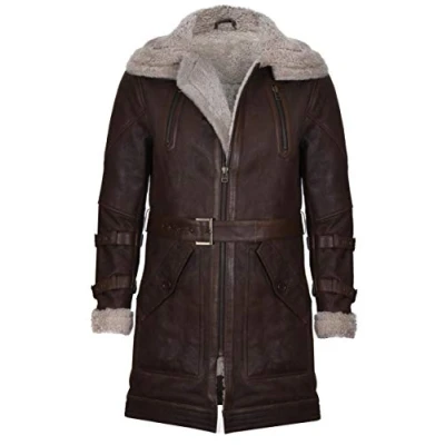 Abbildung von Herren Trenchcoat aus warmem 3/4 Leder Schaffell Medina