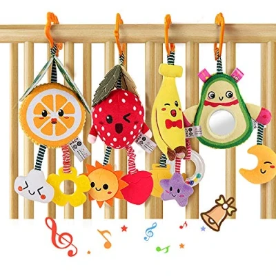 Abbildung von TUMAMA Babyspielzeug 6 Monate Soft Rassel Kinderbett Kinderwagen Spielzeug für Neugeborene Autositz Obst 0 12