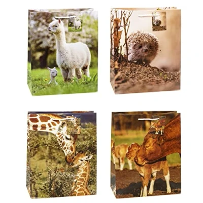 Abbildung von TSI Geschenktüten TIERKINDER, 12er Packung, Größe: Groß (HxBxT 32 x 26 13,5 cm), Art. Nr. 82312