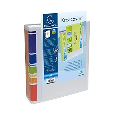 Abbildung von Exacompta 200802H 10er Pack Präsentationsordner KreaCover PVC. 8 cm breit DIN A4 mit zwei Taschen innen und außen ideal für Angebots Unternehmenspräsentationen weiß