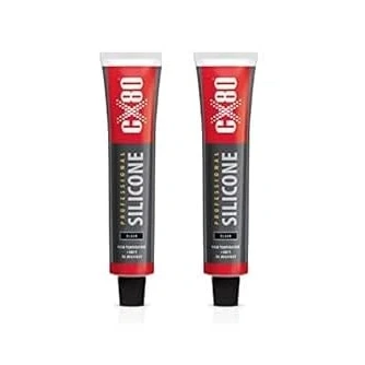 Abbildung von CX80 Hochtemperatur Silikon schwarz Dauerelastische Versiegelung Für Temperaturen von 65C bis +380 Bauwesen, KFZ und Industrie Beständig gegen Öle, Benzin Fette 2 x 80ml Tube