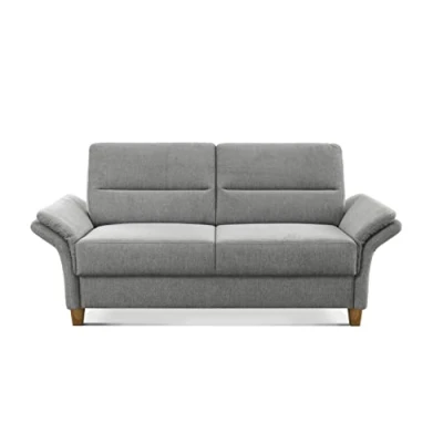 Abbildung von CAVADORE 3er Sofa Wyk / 3 Sitzer Couch im Landhausstil mit Federkern + Holzfüßen 186 x 90 89 Chenille, Hellgrau