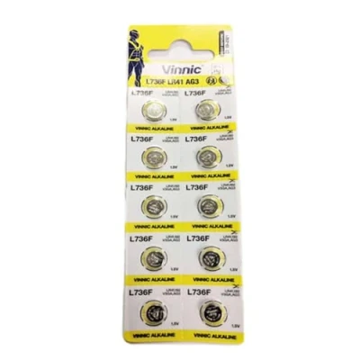 Abbildung von Vinnic Alkaline Knopfzellen AG3 L736 192, für Uhren, Taschenrechner, Spielzeug, Laserpointer, Thermometer etc, 10 Stück