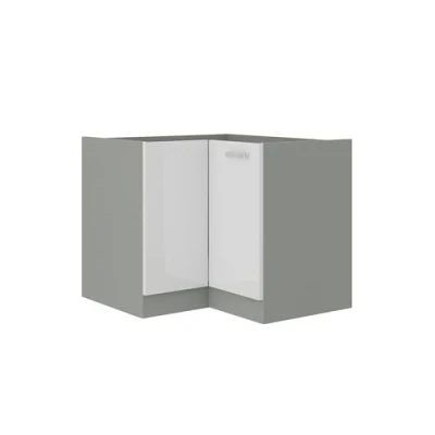 Abbildung von Küchen Preisbombe Eckunterschrank 90x90 cm Küche Bianca Weiß Hochglanz + Grau Küchenzeile Küchenblock