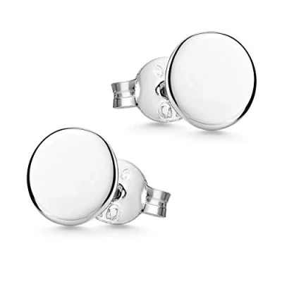 Abbildung von Materia Paar Ohrstecker Unisex Silber Plättchen Flach Rund Ø3 7mm SO 438, 925 Sterling Silber, rhodiniert