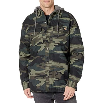 Abbildung von Dickies Herren Fleece Hooded Duck Shirt Jacket with Hydroshield Arbeits Utility Oberbekleidung, Hunter Green Camo, 2X