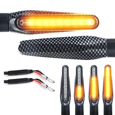 Abbildung von Area1 Motorrad LED Blinker E geprüft Set (2 Stück) M10 + 2x Widerstände kompatibel mit (AD11 Carbon (Blinker+Widerstände))