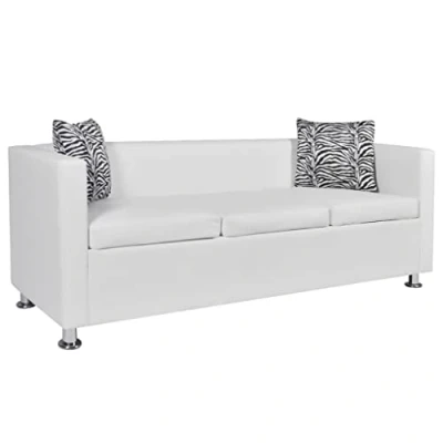 Abbildung von vidaXL 3 Sitzer Sofa Couch Loungesofa Relaxsofa Relaxcouch Kunstleder Weiß