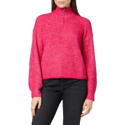 Abbildung von VERO MODA Damen VMMILI LS ZIPPER GA BOO Pullover, Fuchsia Purple/Detail:W. Melange, L