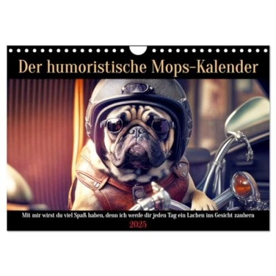 Abbildung von Der humoristische Mops Kalender (Wandkalender 2025 DIN A4 quer), CALVENDO Monatskalender