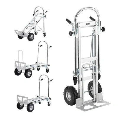 Abbildung von VEVOR 4 in 1 Sackkarre Klappbar 363/454kg Tragfähigkeit Transportkarre Aluminiumlegierung &amp; Kohlenstoffstahl ⇋ Plattformwagen Trolley für Lade Transportaufgaben im Innen Außenbereich