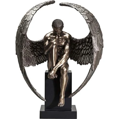 Abbildung von Kare Design Deko Figur Nude Sad Angel, Dekofigur, Dekoobjekt, Dekoration Wohnzimmer, große Skulptur, Engelsfigur sitzend (H/B/T) 63x48x32cm, Braun