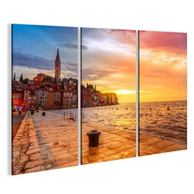 Abbildung von Bild auf Leinwand Schöner Sonnenuntergang in Rovinj an der Adriaküste Kroatiens. Wandbild Poster Leinwandbild
