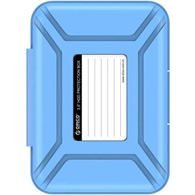 Abbildung von ORICO 3,5 Zoll Festplattentasche, Stapelbar und Memo HDD Schutztasche für 3.5 Festplatten, Blau