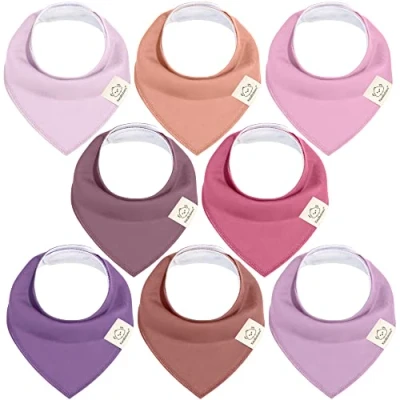 Abbildung von 8 Stück Dreieckstuch Baby Junge, Mädchen Unisex Bandana Lätzchen Baby, Super Absorbierende Halstuch Bio Baumwolle Lätzchen, Halstücher für Säuglinge, Sabberlätzchen (Lilac)
