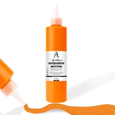 Abbildung von Stofffarbe 500ml. Waschfeste Textilfarbe. T Shirt Farbe für helle Stoffe. Waschmaschinenfest, Waschbeständig. Textilmalfarbe, Stoffmalfarbe (Orange)