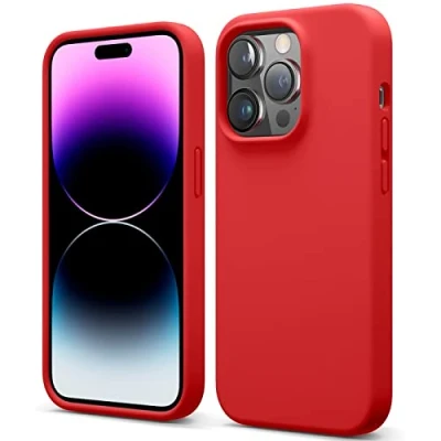 Abbildung von Verco Handyhülle für Apple iPhone 15 Pro Hülle, Case Silikon Gel [weiches Innenfutter] Schutzhülle stoßfest, Rot