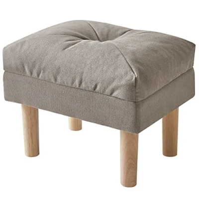 Abbildung von YMYNY Sitzhocker, Ottoman, Fußhocker mit weichem Sitzkissen, große Sitzfläche, 4 verdickte Holzbeine, im Nordischen Stil, für Schlafzimmer, Wohnzimmer, 40 x 29 32CM, Grau HBD023G