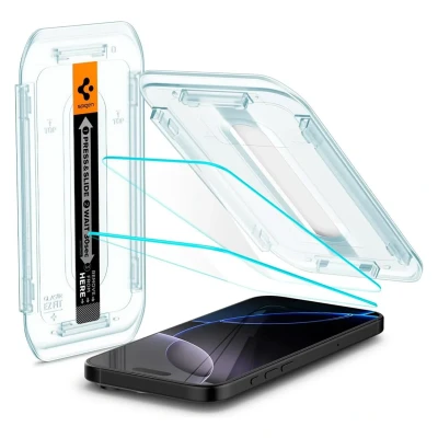 Abbildung von 2er Pack Apple iPhone 16 Pro Panzerglas Spigen GLAStR Fit Screenprotector Duo + Applicator Displayschutzfolie für das