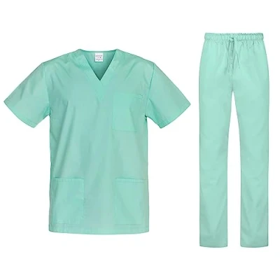 Abbildung von B well Cesare Unisex Schrubb Set Schlupfkasack + Schlupfhose Medizin Arzt Uniform Schlupfjacke Oberteil mit Hose Medizinische Berufsbekleidung Grün 3XL
