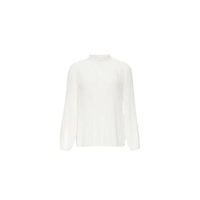 Abbildung von s.Oliver BLACK LABEL Plissierte Bluse aus Crêpe mit Stehkragen Ecru 34