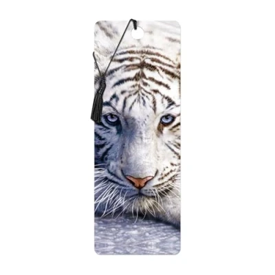 Abbildung von 3D LiveLife Lesezeichen Weiße Tigerruhe von Deluxebase. Ein Tiger mit linsenförmigen Kunstwerken, lizenziert dem bekannten Künstler David Penfound