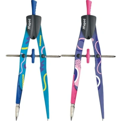 Abbildung von Maped Zirkel Kasten Schnellverstell PRECISION FANCY, 3 tlg. lila, blau