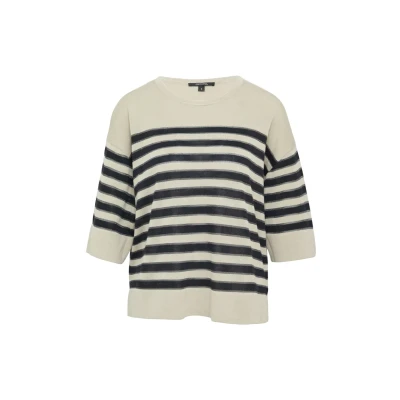 Abbildung von Comma Kurzarmshirt Gestreiftes Feinstrickpullover im Relaxed Fit