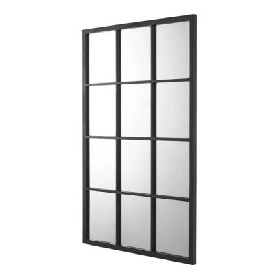 Abbildung von en.casa Wandspiegel, »Cupello« 90x60cm Rahmen Schwarz matt, Fensteroptik